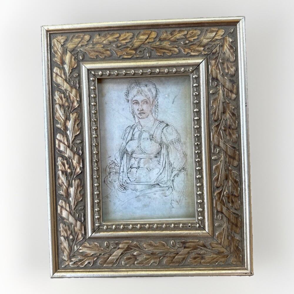 Vintage Ornate Gold Oak Leaf Acorn Frame Michelangelo Renaissance Art Print 8x6